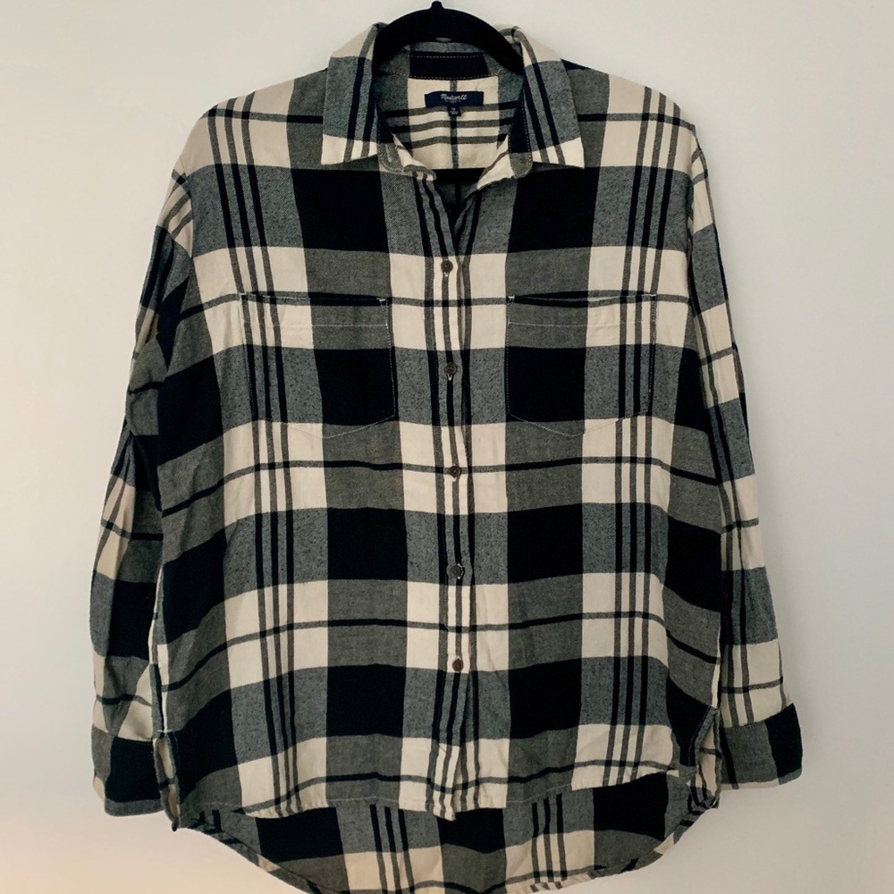 Madewell Black & White Plaid Flannel